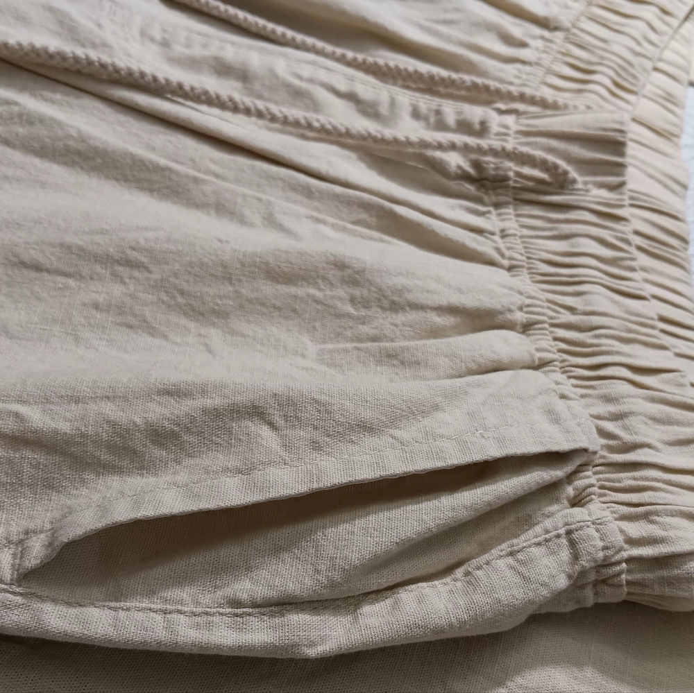 Manwan Walk Pants Cotton Linen Blend Cream Beach Neutral Lightweight Size Medium - Picture 7 of 9